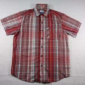 columbia men's size small red plaid shirt